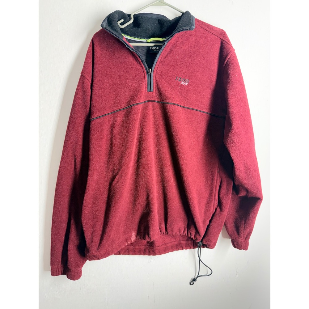 Izod PerformX Mens Large 1/4 Zip Fleece Pullover Burgundy Red MAXX Air-FX Jacket